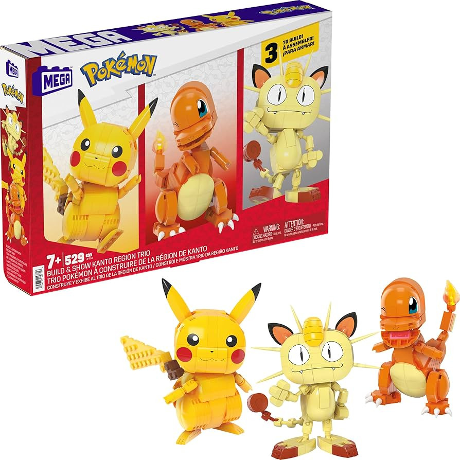 MEGA Pokémon Building Toys Set Kanto Region Trio with 529 Pieces and 3 Poseable Characters, 4 In... | Amazon (US)