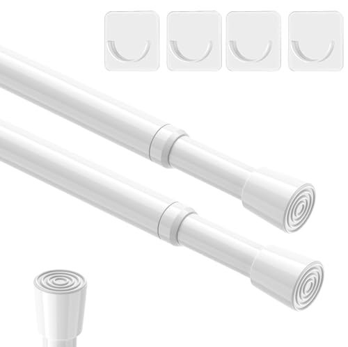 AIZESI 2pcs Spring Tension Rods Adjustable 26 to 39 inch Small Tension Curtain Rod No Drilling Expandable Spring Loaded Curtain Rod,Suitable for Doors and Windows 28 to 36 inch, White | Amazon (US)