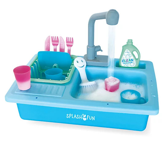 SPLASHFUN Wash-up Kitchen Sink Play Set with Running Water - QVC.com | QVC