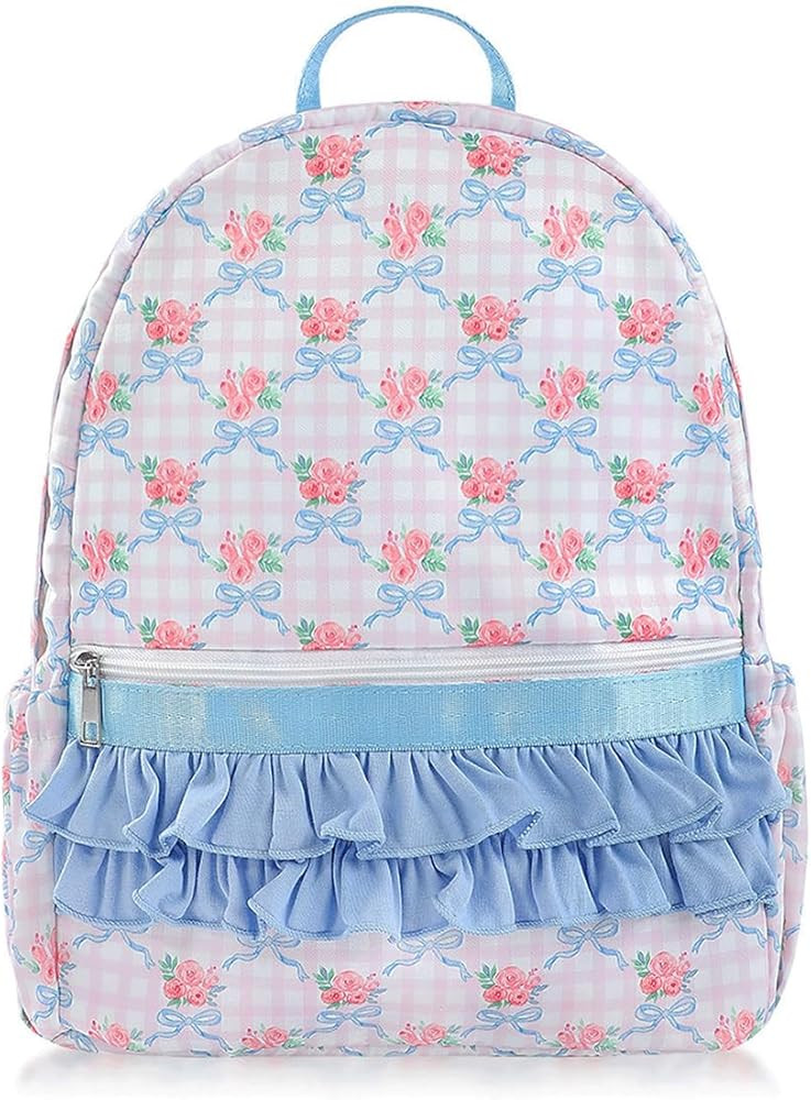 Bow and Ruffle Backpack Cute Daypack Floral Print Backpack with Layered Ruffles Lightweight Daypa... | Amazon (US)