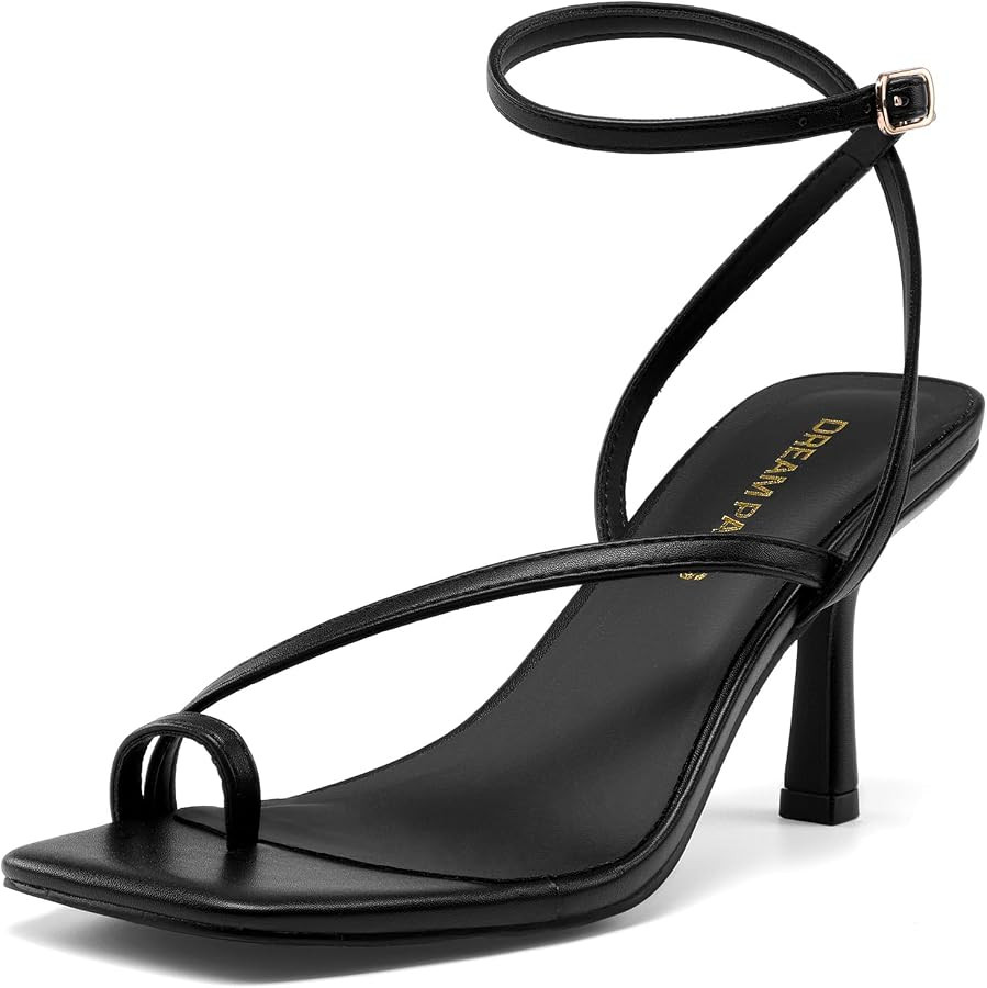 DREAM PAIRS Women's Kitten Low Heels with Square Toe Adjustable Ankle Strappy Fashion Sandals Com... | Amazon (US)