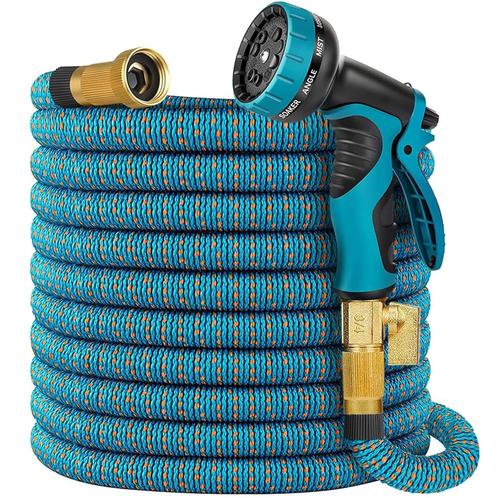 Expandable Garden Hose 75 ft, 2025 New Flexible Water Hose 75ft with 10 Function Spray Nozzle, Li... | Amazon (US)