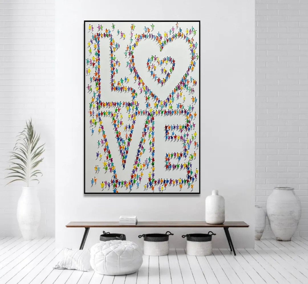 Love Wall Art With Colorful People – Modern Pop Art Painting - Etsy | Etsy (US)