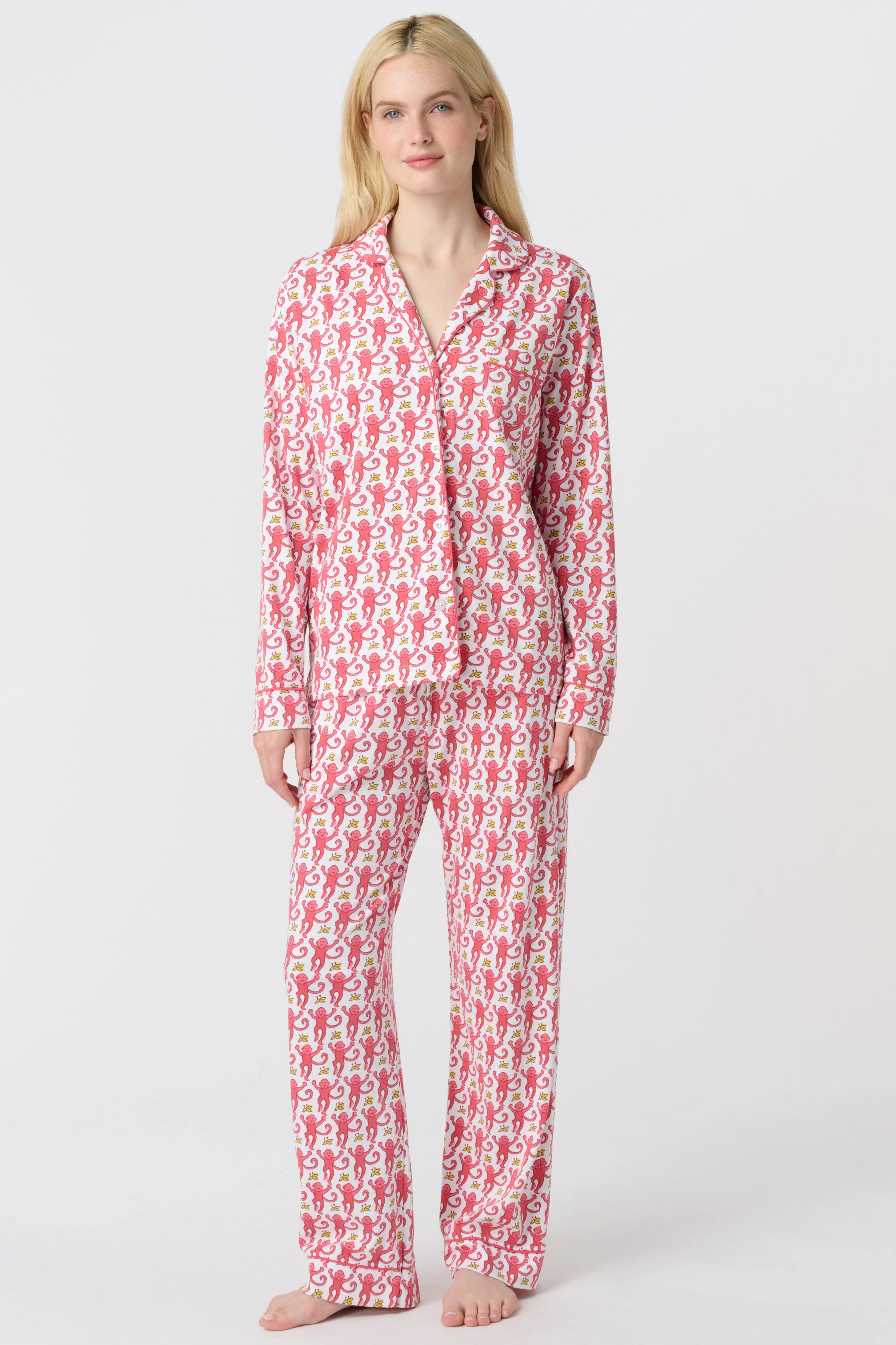 Monkey Long Sleeve Polo Pajamas | Roller Rabbit