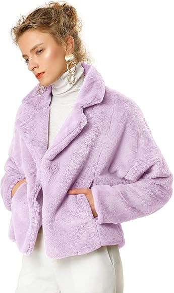 Allegra K Women's Winter Wedding Faux Fur Bolero Jacket Loose Formal Faux Fur Coat | Amazon (US)
