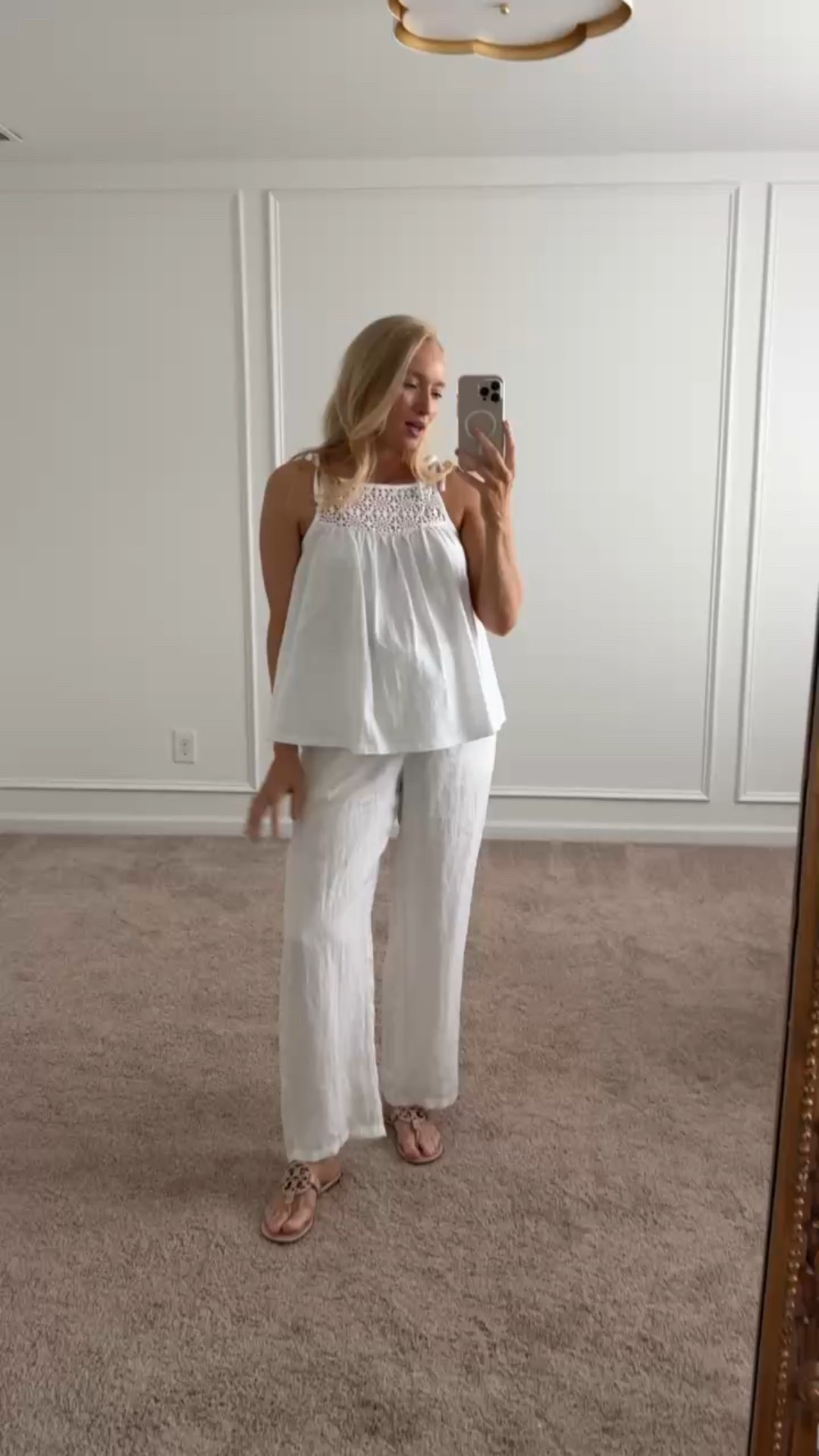There is something so chic about an all white look in the summer! I paired this adorable Walmart top with linen pants for a pretty beach vacation look. Wearing size small. Outfit is bump friendly. Spring outfits // summer outfits // monochromatic outfits // all white outfits // vacation outfits // beach outfits // resortwear // linen pants // Walmart tops 

#LTKTravel #LTKBump #LTKFindsUnder50