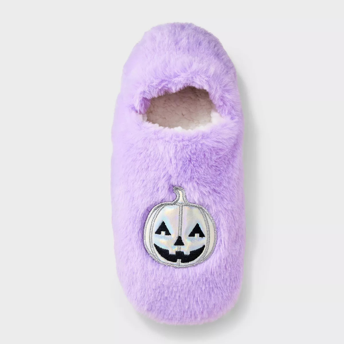 Women's Iridescent Pumpkin Halloween Faux Fur Slipper Socks with Grippers - Hyde and EEK! Boutiqu... | Target