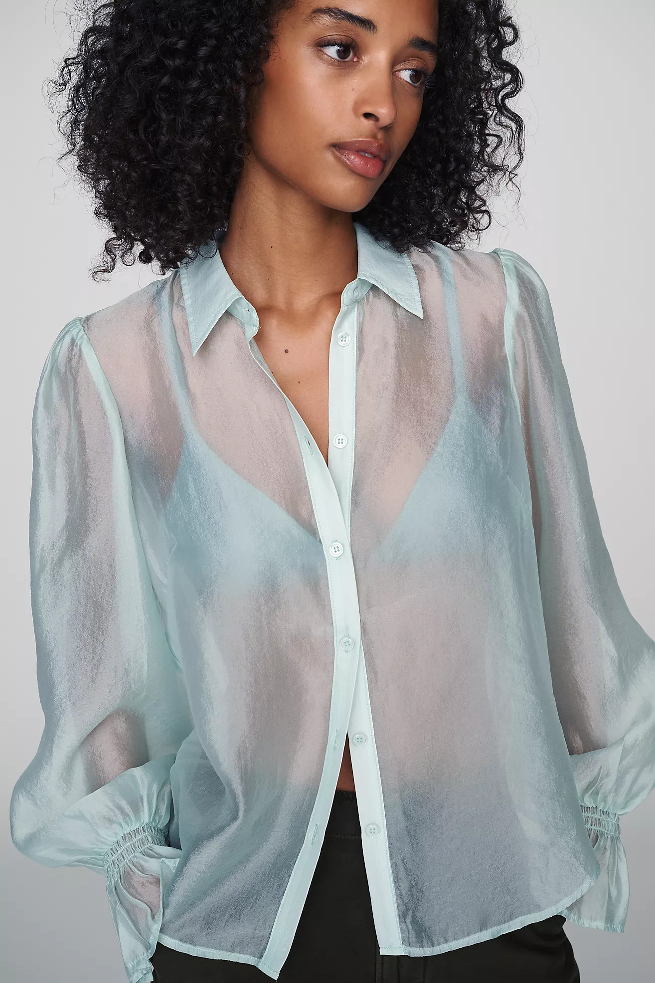 By Anthropologie Sheer Bishop Sleeve Blouse | Anthropologie (US)