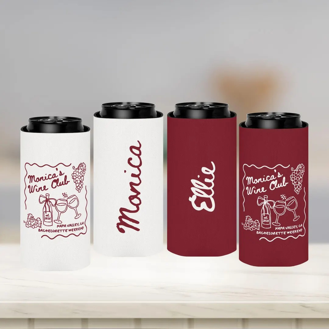 Wine Bachelorette Can Coolers, Personalized Girls Weekend Trip Favors, Custom Can Cooler for Napa... | Etsy (US)