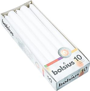 Bolsius Tapered Dinner Candles, "White Box", Pack of 10,3.9x9.8x25.2 cm | Amazon (UK)