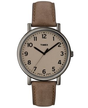 Timex Watch, Unisex Premium Originals Classic Brown Leather Strap 42mm T2N957AB | Macys (US)