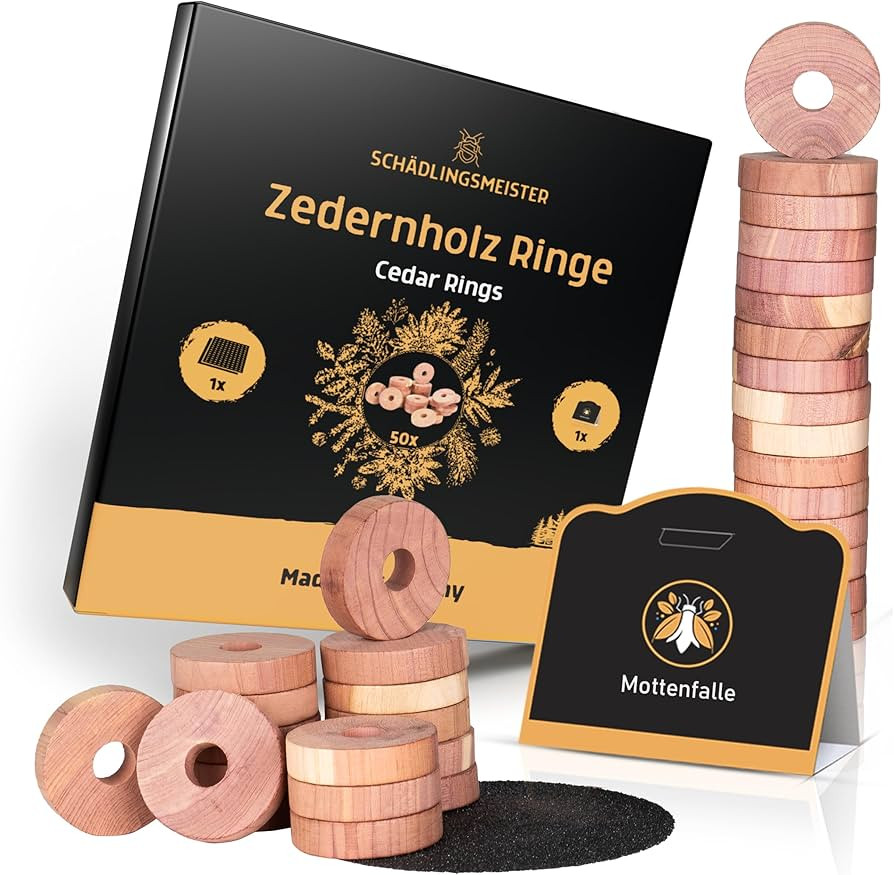 Panteer SchäDLINGSMÄSTER Cedar Wood Rings – Pack of 50 + 1 Moth Trap Clothes Moths – Moth P... | Amazon (DE)