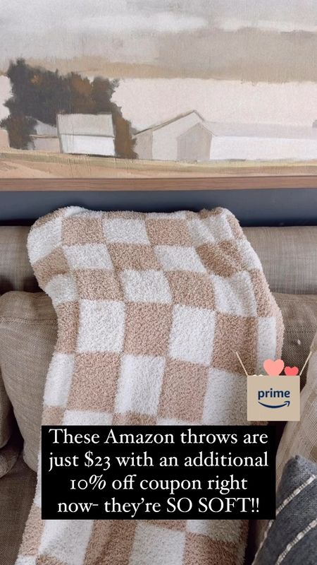 Amazon throw blanket that is a Barefoot dreams dupe- SO soft and on sale for just $20 right now!! 🤍#amazon #dupe #throw #viral 

#LTKfamily #LTKhome #LTKVideo