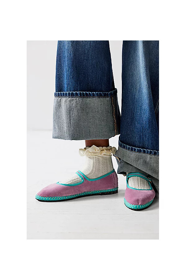 Flabelus Velvet Mary Jane Flat in Sigrid, Women's at Urban Outfitters | Urban Outfitters (US and RoW)