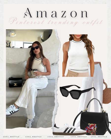 Amazon look for less, White pants, knit top, samba sneakers, summer accessories

#LTKFindsUnder100 #LTKFindsUnder50