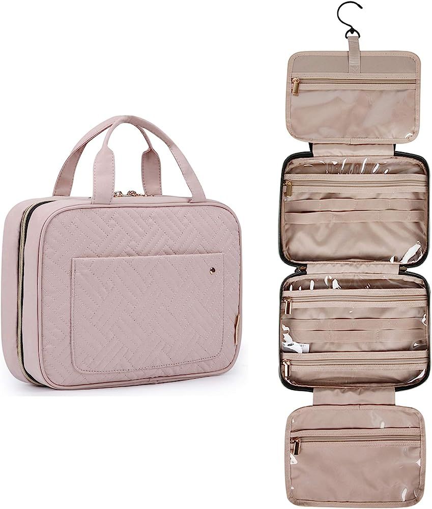 Amazon.com: BAGSMART Toiletry Bag Travel Bag with hanging hook, Water-resistant Makeup Cosmetic B... | Amazon (US)