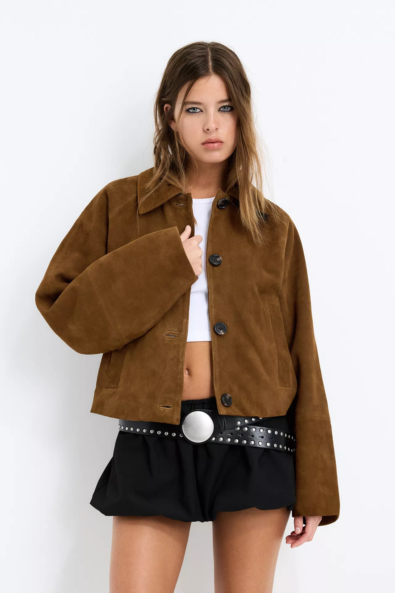 100% leather jacket | PULL and BEAR UK