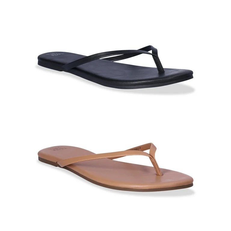 Time and Tru Women's Strappy Sandals, 2-Pack, Wide Width Available | Walmart (US)