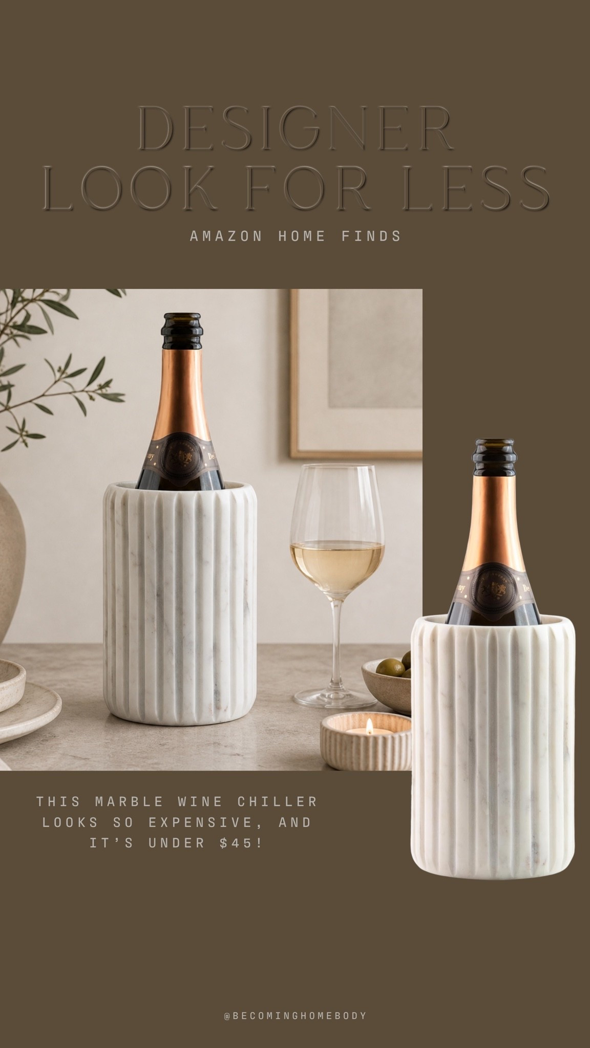Designer look-for-less from Amazon 🤍🙌🏻 This marble wine chiller is gorgeous — and perfect for summer hosting!