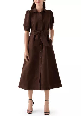 Crown & Ivy Women's Suede Midi Shirt Dress, Brown, XXL | Belk