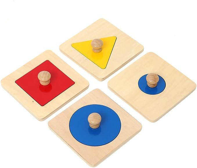 Thoth Montessori Single Shape Puzzle First Shapes Jumbo Wooden Puzzle Board Knob Wooden Puzzle Ge... | Amazon (US)