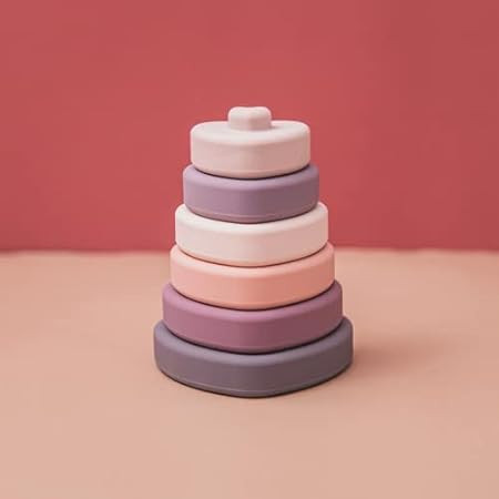 Promise Babe Silicone Stacking Toys Heart Shape Stacking Blocks Soft Baby Toy 6pcs Building Stacker | Amazon (US)