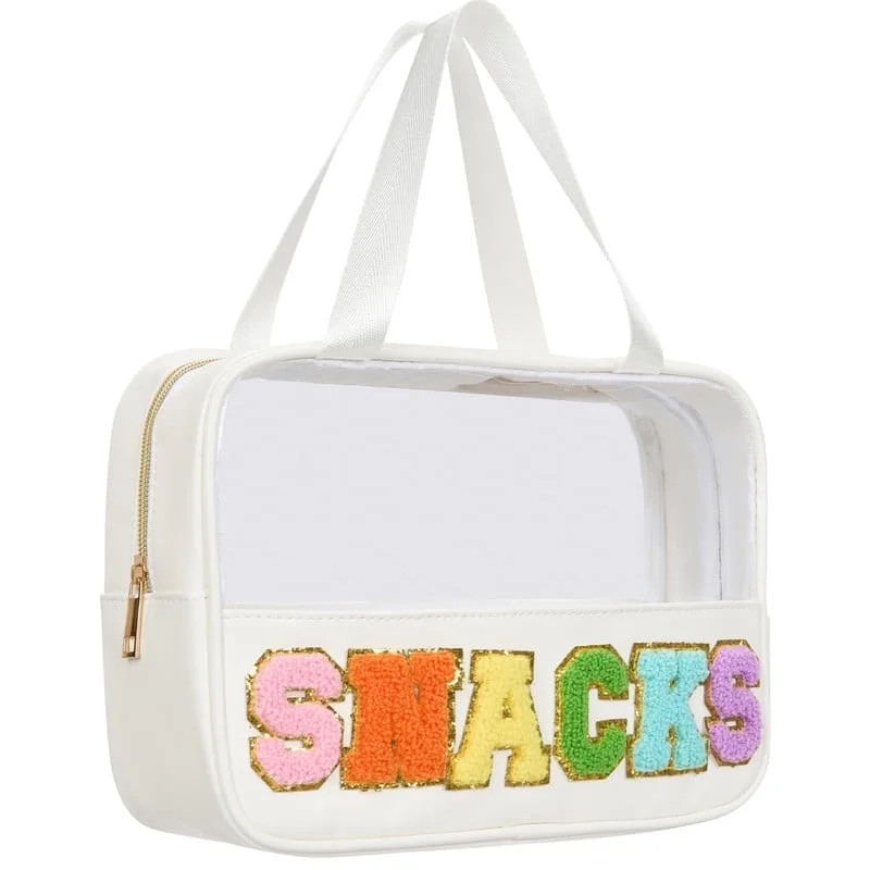 Soda Candy Snacks Bag for Travel, Chenille Letter Clear Makeup Bag Large Preppy Patch Cosmetic Ba... | Walmart (US)