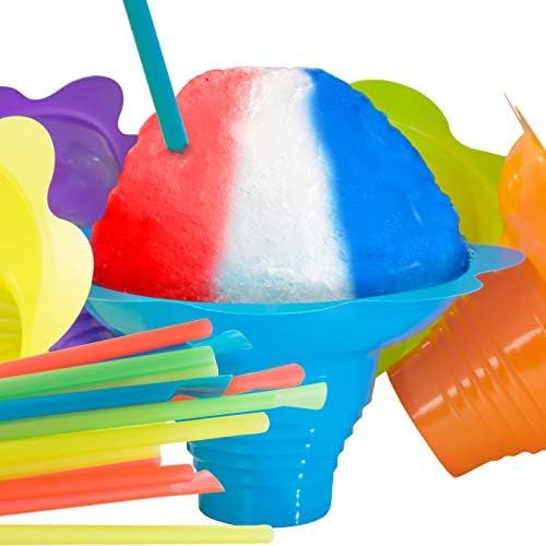 Super Cute, Reusable 4oz Flower Cups With Straw 10pk. Colorful, Leak Proof Bowls Perfect Snow Cone S | Amazon (US)