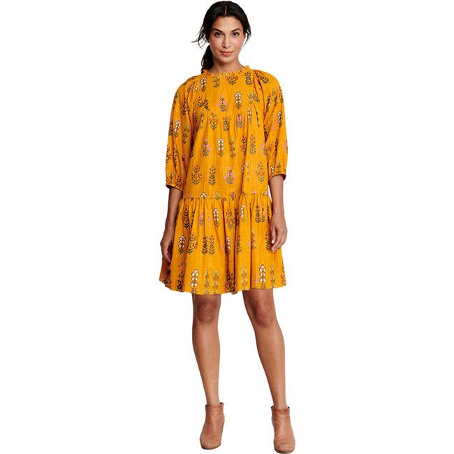 Womens Brayden Dress, Gold Field Floral | Maisonette