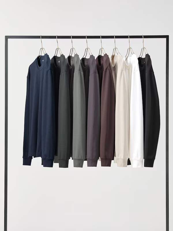 AIRism Cotton Crew Neck T-Shirt (Long Sleeve) | UNIQLO (UK)