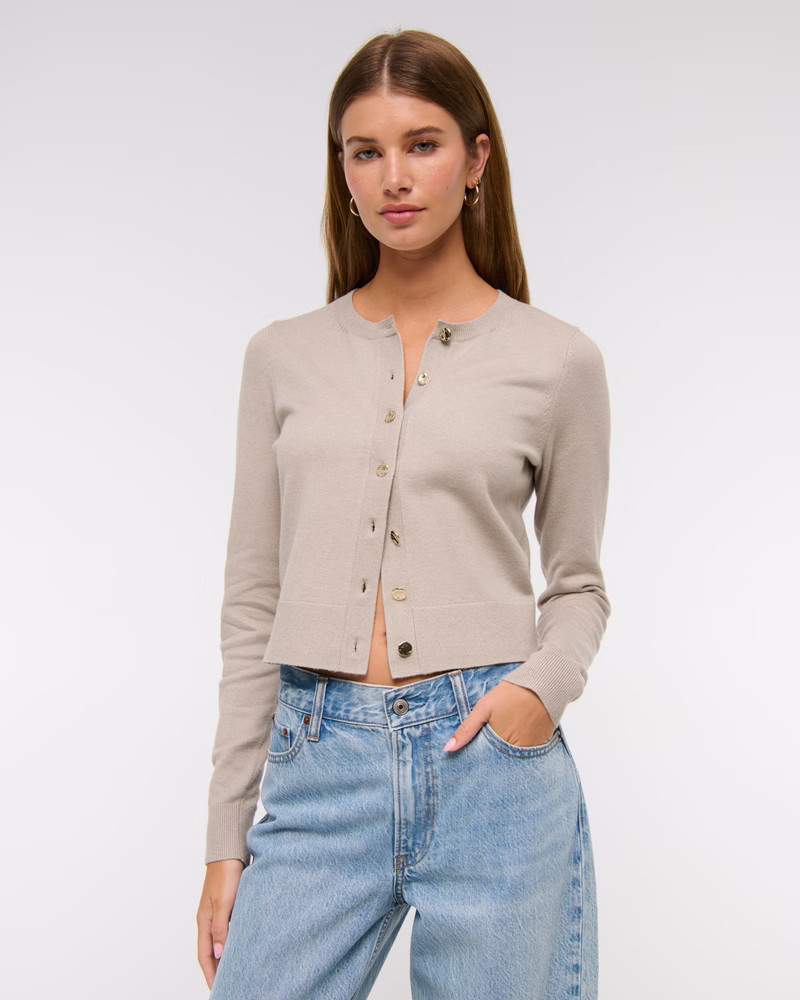 Women's LuxeLoft Shrunken Crew Cardigan | Women's Tops | Abercrombie.com | Abercrombie & Fitch (US)