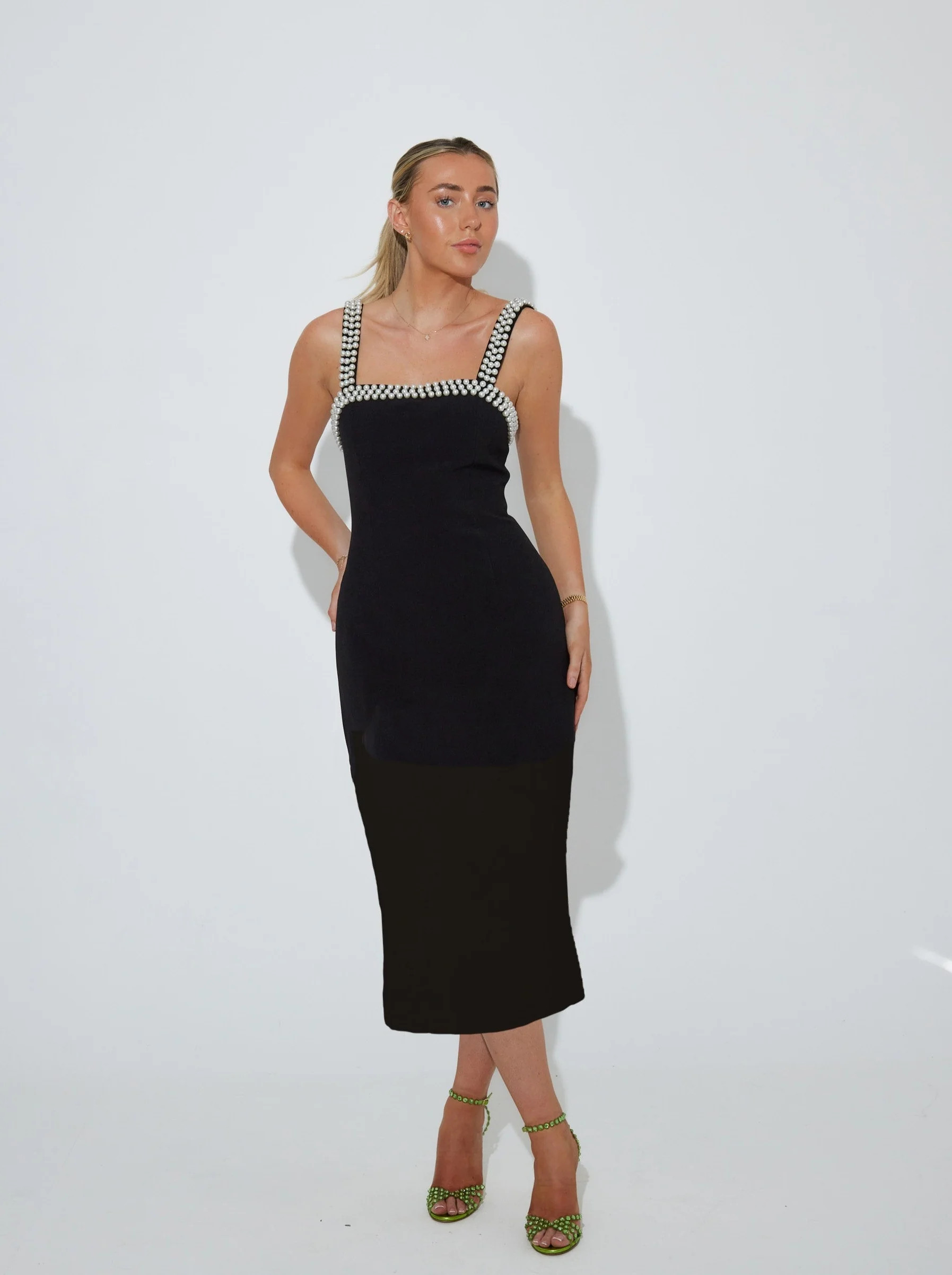The Ultimate Muse Pearl Trim Midi Dress | Odd Muse