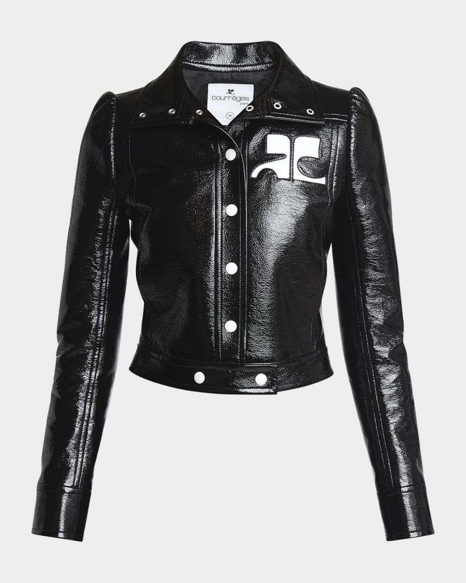 Courreges Textured Vinyl Crop Jacket | Neiman Marcus