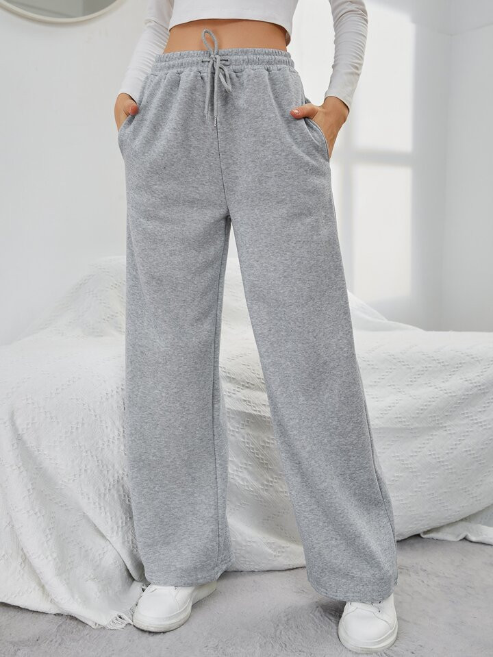 Solid Drawstring Slant Pocket Sweatpants | SHEIN