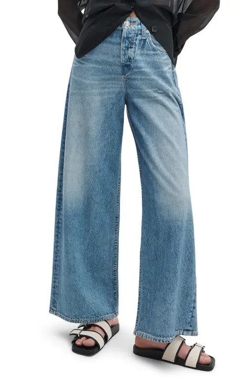 rag & bone rb Miramar Sofie High Waist Ankle Wide Leg Terry Sweatpant Jeans in Minetta at Nordstrom, Size 27 | Nordstrom