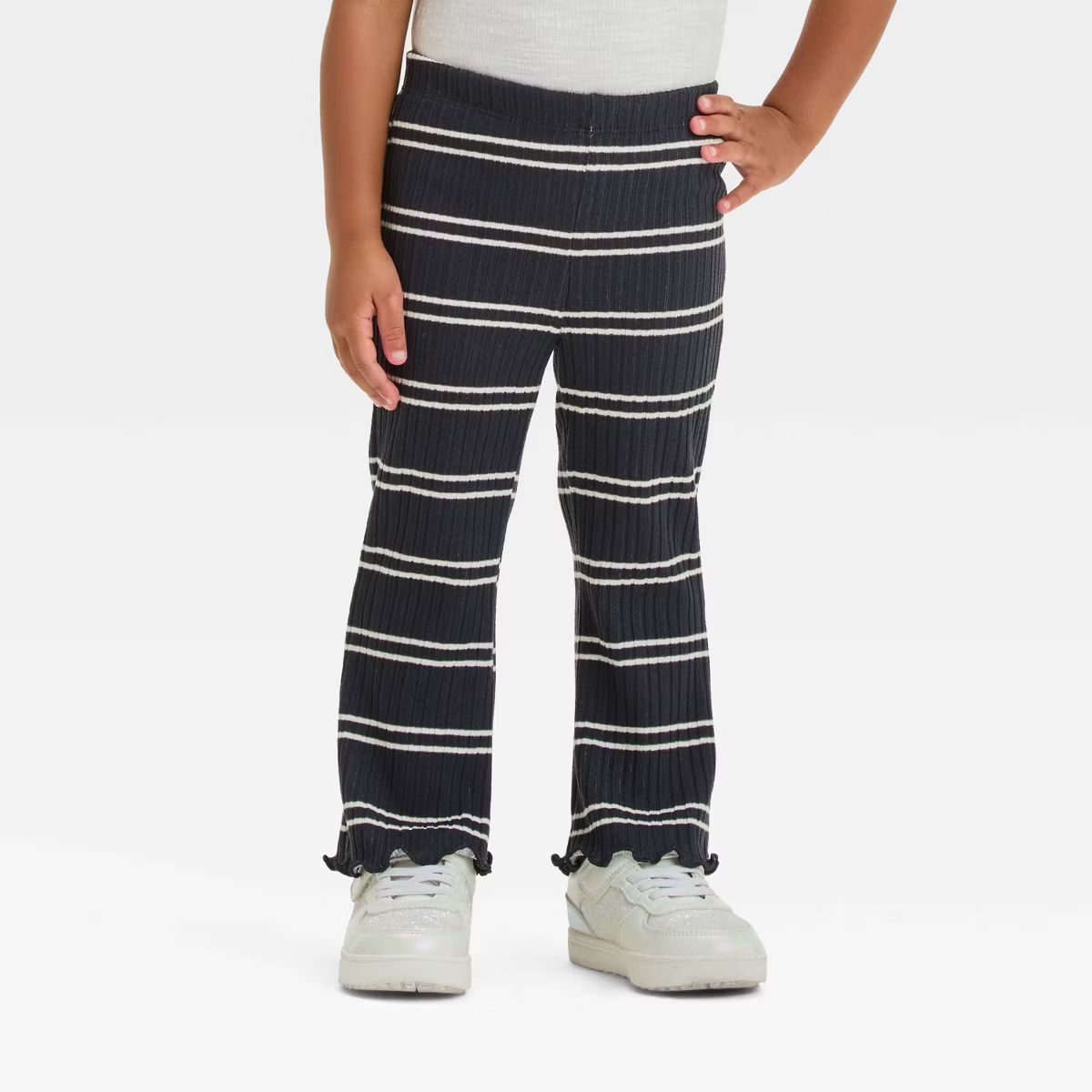 Grayson Mini Toddler Girls' Pull-On Striped Knit Pocket Jogger Pants - Gray | Target