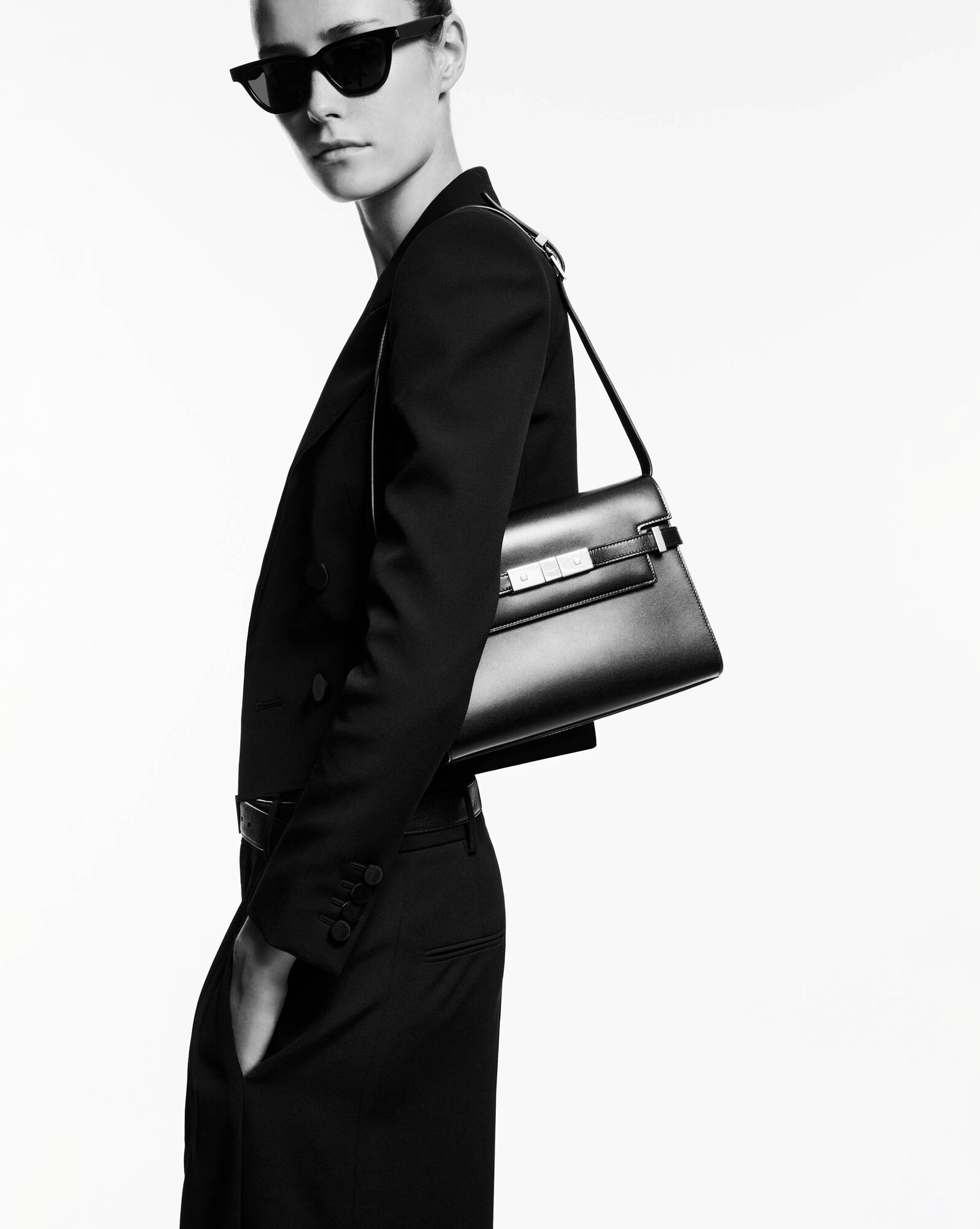 manhattan small shoulder bag in crocodile-embossed leather | Saint Laurent Inc. (Global)