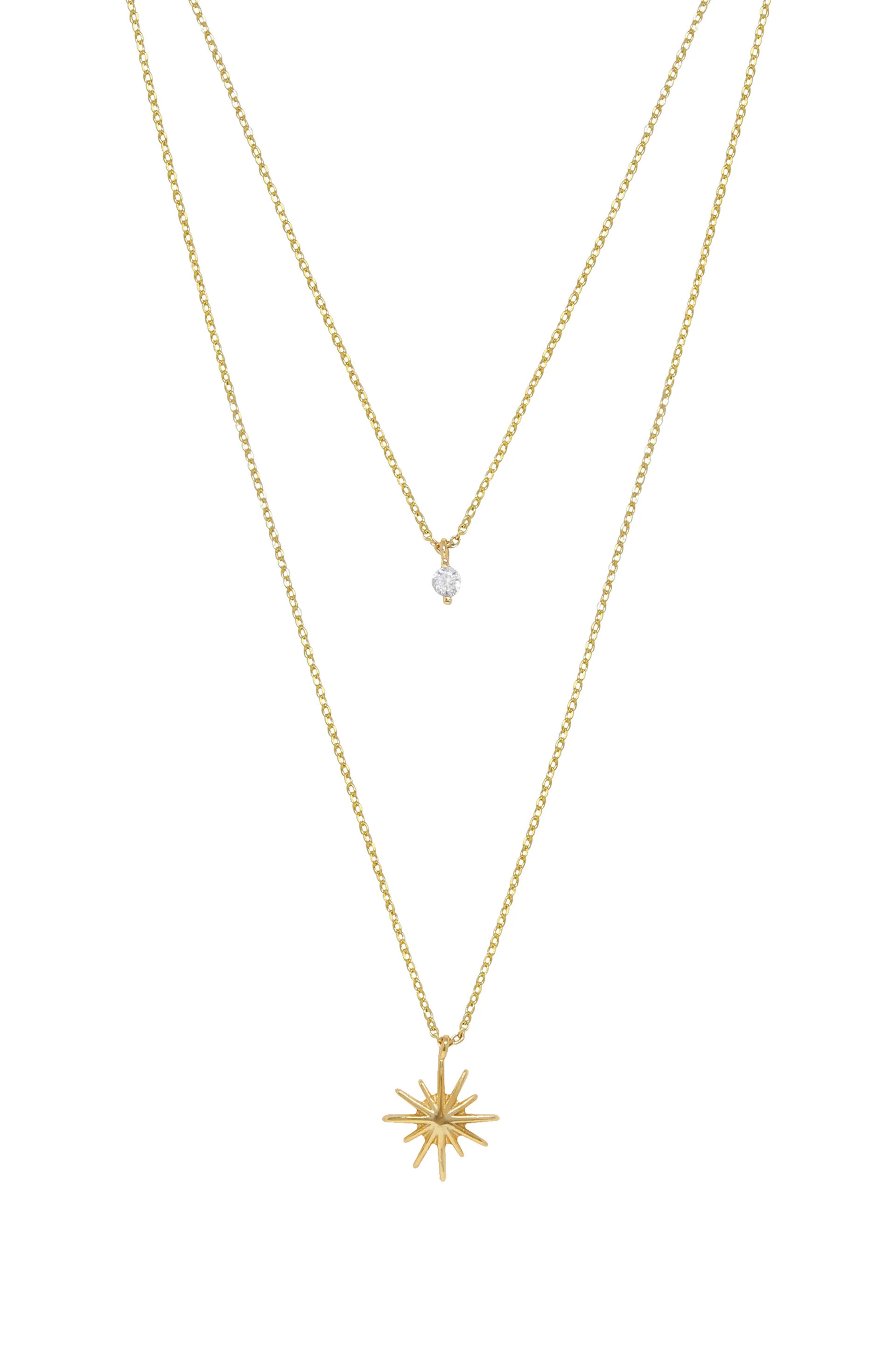 Layered Starburst and Crystal 18k Gold Plated Necklace | Ettika