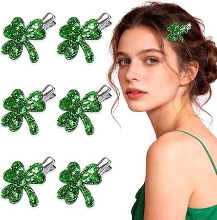 6Pcs St.Patrick's Day Hair Clips for Thin Hair Glitter Green Shamrock Hair Accessories with… | Amazon (CA)