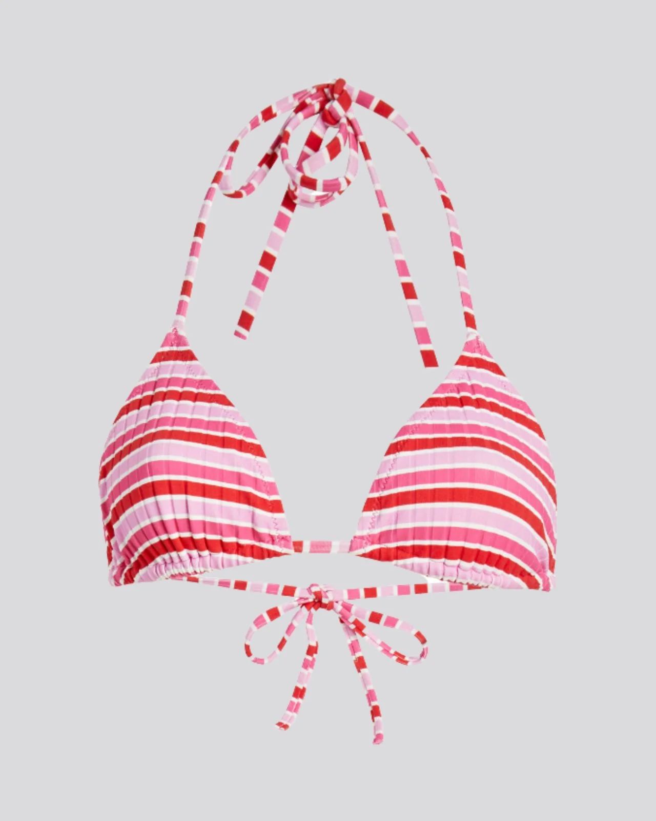 The Iris Ribbed Bikini Top in Pink Multi Stripe | Solid & Striped