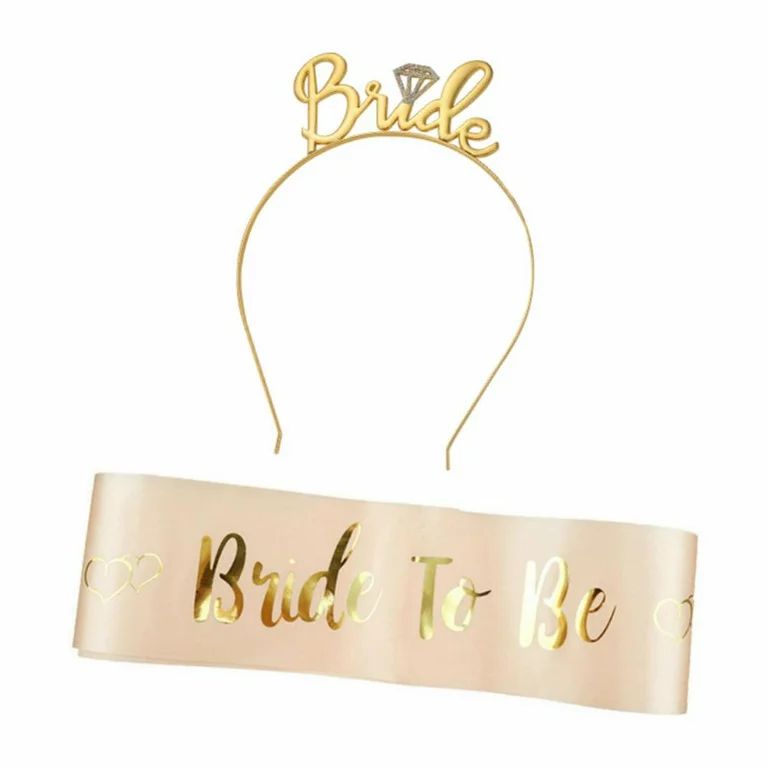 Bride to Be Sash & Headband Tiara Set, Accessories for Bachelorette Party Bridal Shower Hen Party... | Walmart (US)