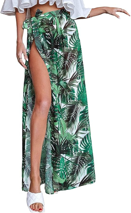 Floerns Women's Sheer Beach Swimwear Cover Up Wrap Skirt | Amazon (US)