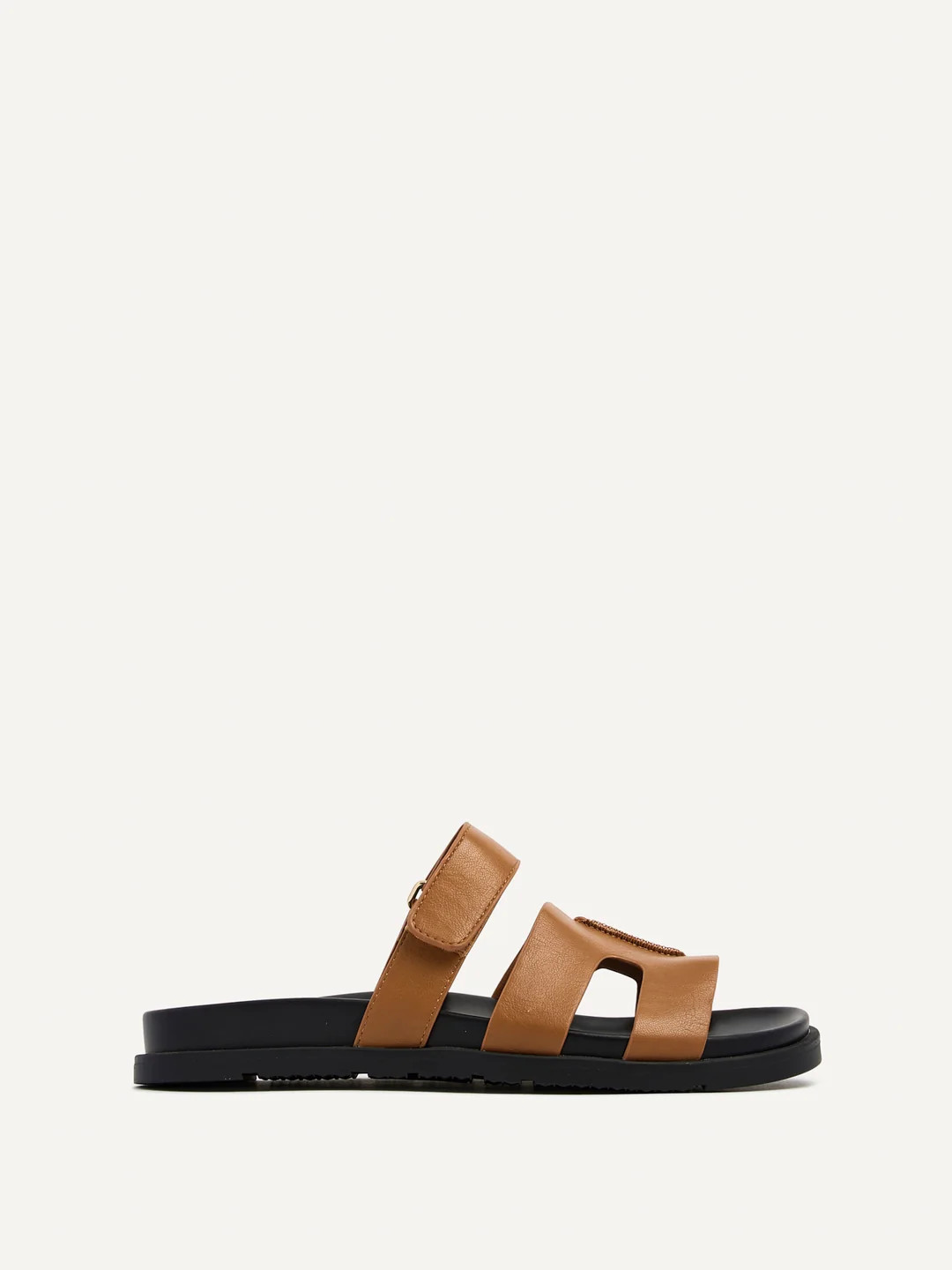 Tan Faux Leather Footbed Linked Design Sandal | Linzi Shoes