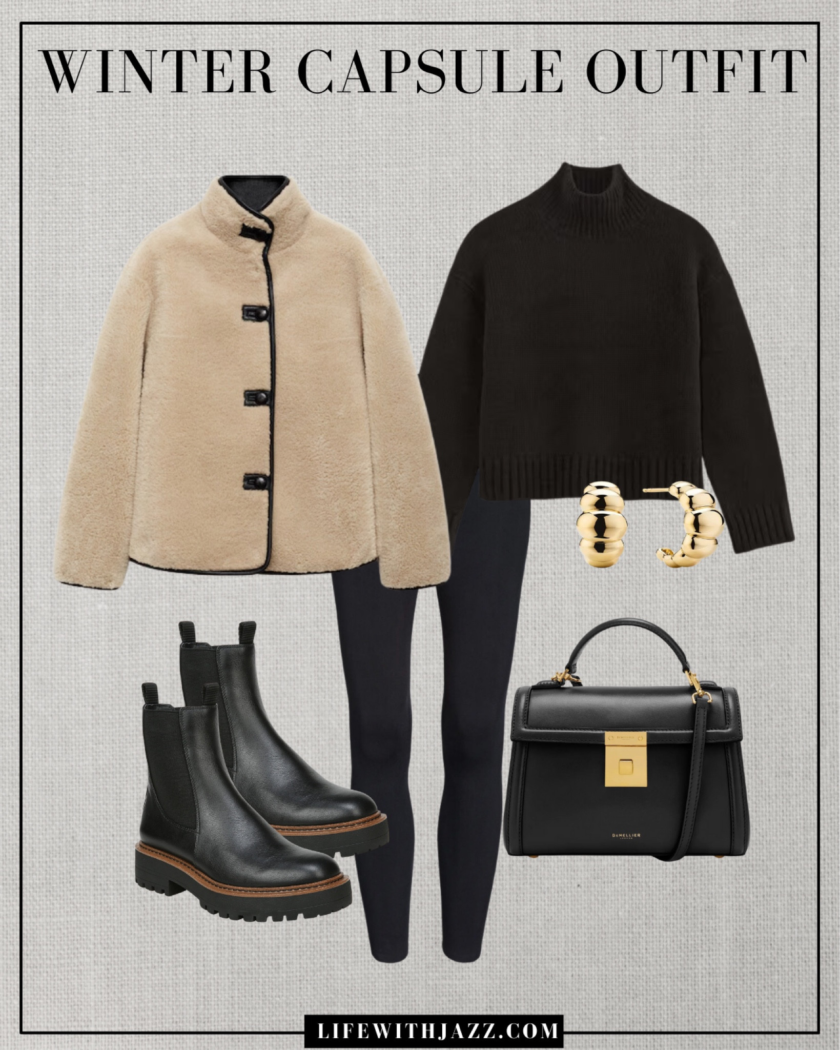 Winter capsule outfit 

Sherpa coat / black turtleneck sweater / leggings / waterproof lug sole boot / Chelsea boots / black purse / Demellier / wc25

#LTKSeasonal #LTKStyleTip