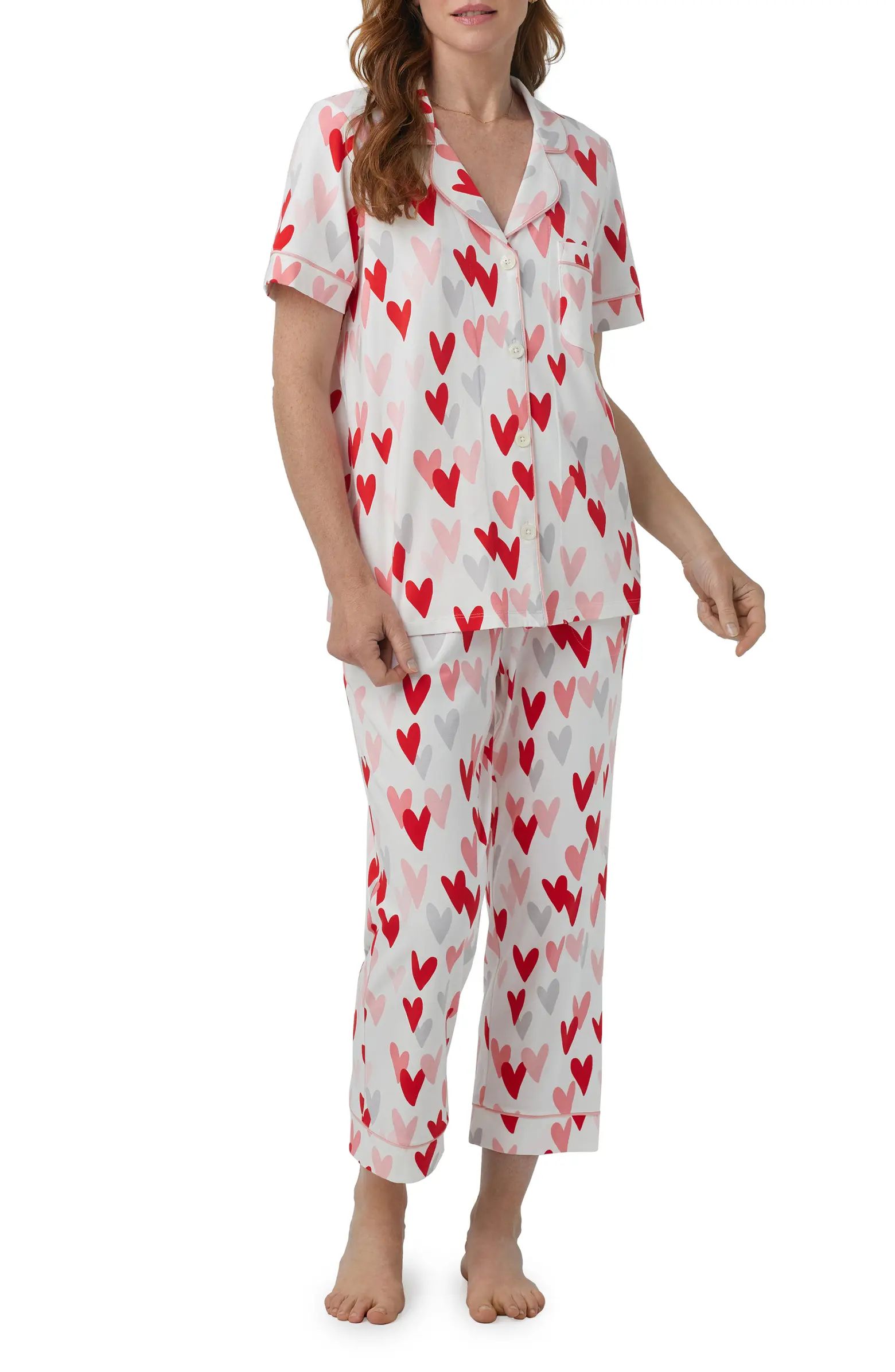 Print Stretch Organic Cotton Crop Pajamas | Nordstrom