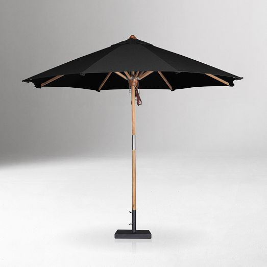 Teak Pole Round Outdoor Umbrella (9.8') | West Elm (US)