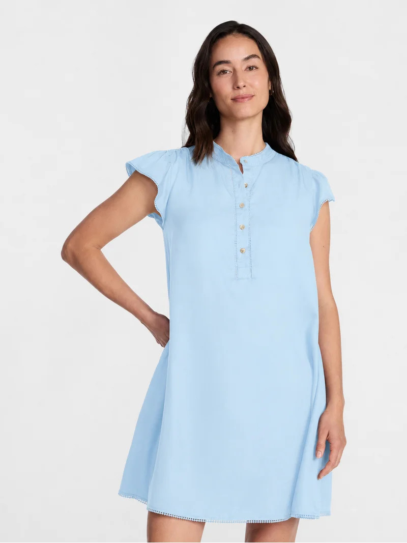 Time and Tru Women's Flutter Sleeve Mini Dress, Sizes XS-XXXL | Walmart (US)
