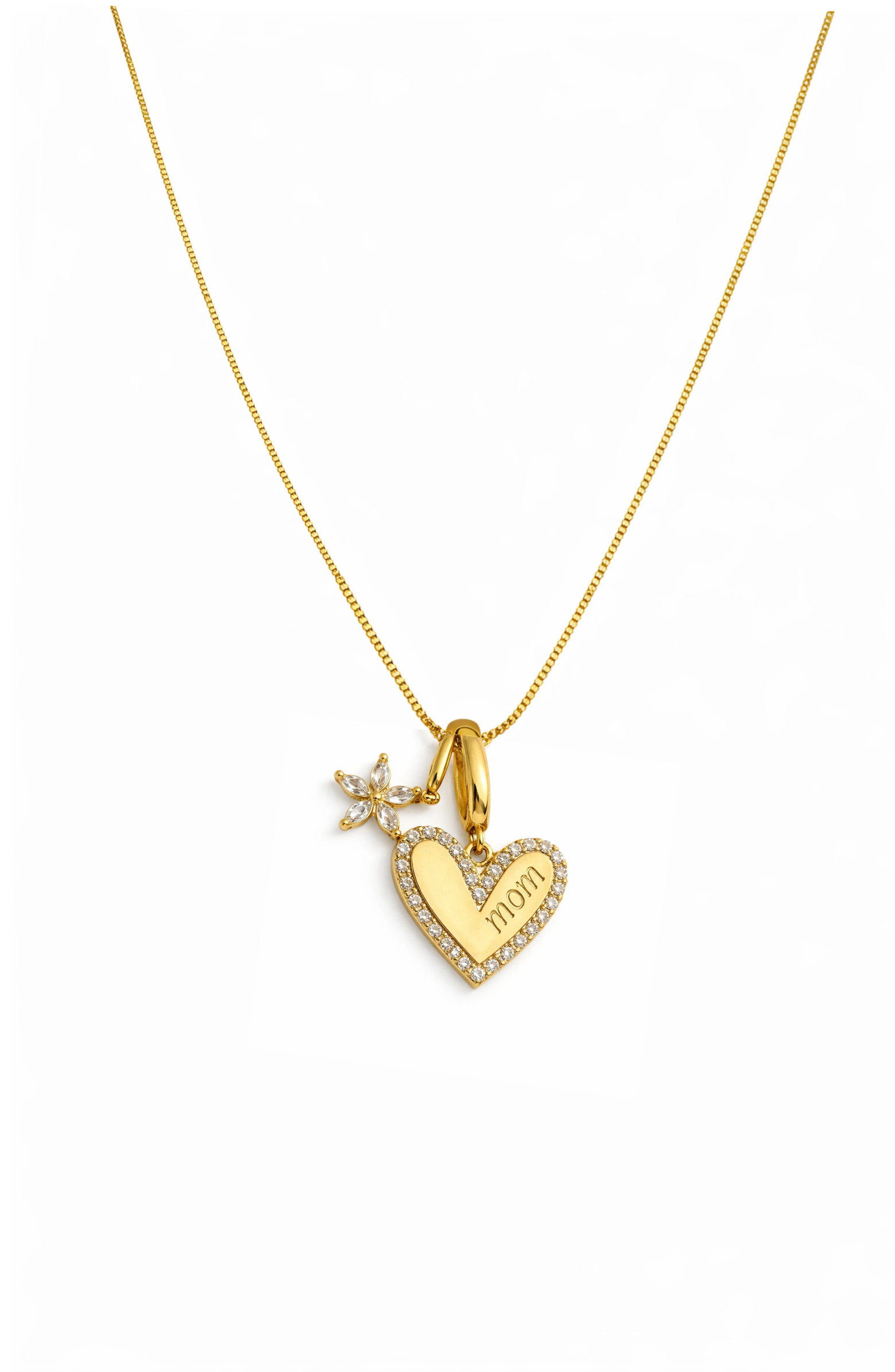 Sophia MOM Pavé Heart & Floral Charm Necklace | Nordstrom