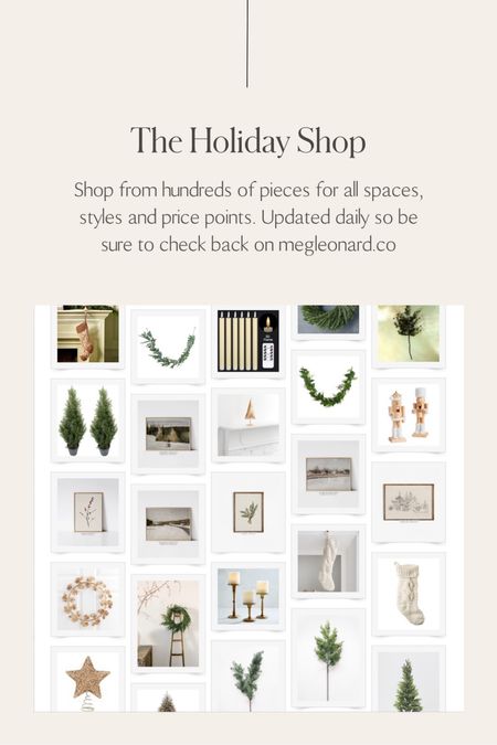 Holiday Decor Shop 

Shop from hundreds of pieces for all spaces, styles and price points. Updated daily so be sure to check back on megleonard.co

•
•
•
Holiday home, affordable holiday decor, faux garland, faux wreath, stockings, holiday decor, Christmas decor, fake Christmas tree, accent trees, Christmas style, holiday garland, holiday stems, holiday bells, decorative bells, candle holders, led lights, best Christmas tree neutral Christmas, wood Christmas decor, ceramic houses, holiday village , tree skirt, woven skirt, studio McGee, target home  

#LTKhome #LTKHoliday #LTKSeasonal