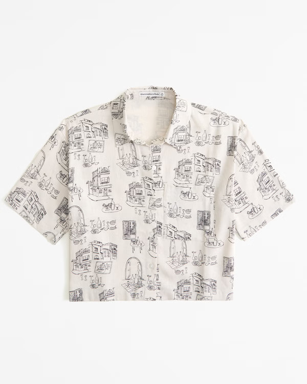 Short-Sleeve Linen-Blend Shirt | Abercrombie & Fitch (US)
